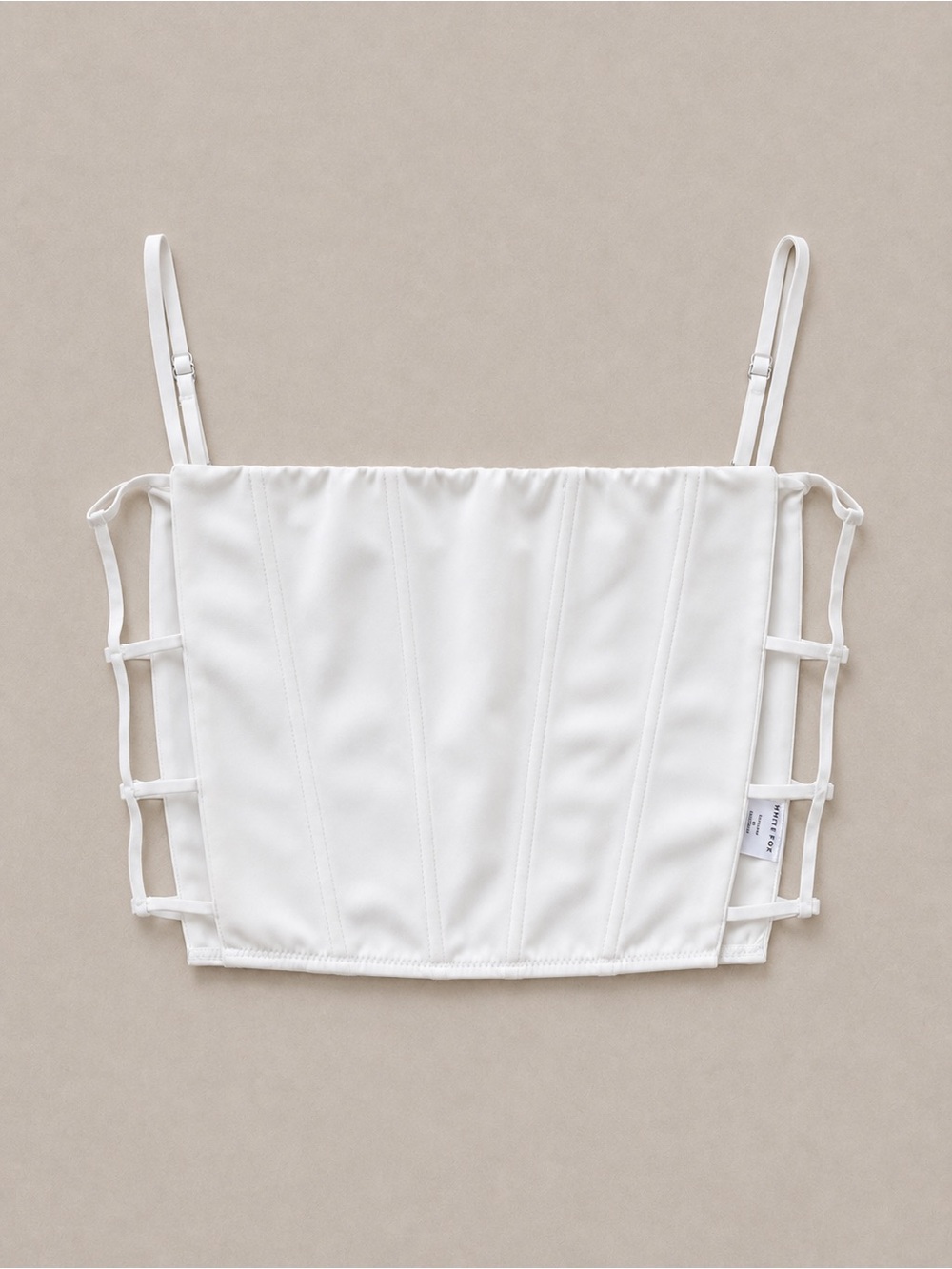 White Fox White Corset Bustier Strappy Cutout Crop Top Size M